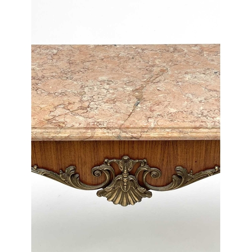 3170 - A mid centrury French rosewood and marble console table in the Maison Jansen style with gilt metal m... 