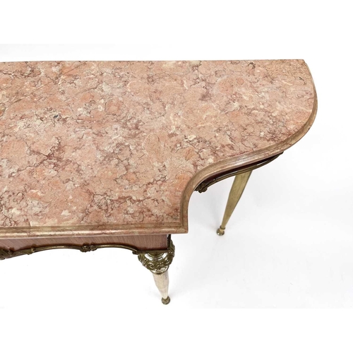 3170 - A mid centrury French rosewood and marble console table in the Maison Jansen style with gilt metal m... 