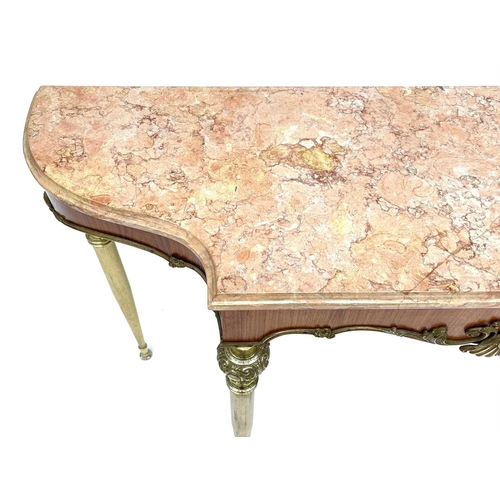 3170 - A mid centrury French rosewood and marble console table in the Maison Jansen style with gilt metal m... 