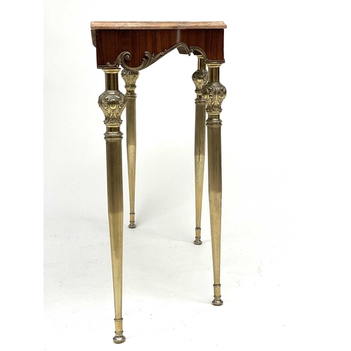 3170 - A mid centrury French rosewood and marble console table in the Maison Jansen style with gilt metal m... 