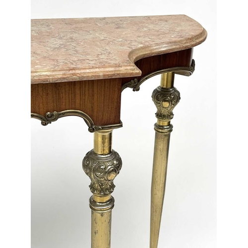 3170 - A mid centrury French rosewood and marble console table in the Maison Jansen style with gilt metal m... 