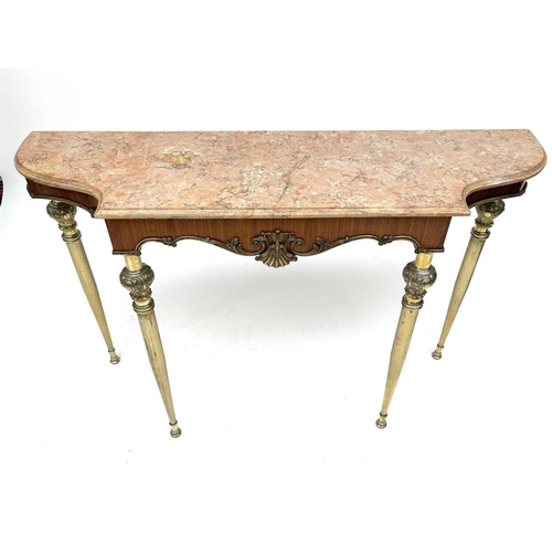 3170 - A mid centrury French rosewood and marble console table in the Maison Jansen style with gilt metal m... 