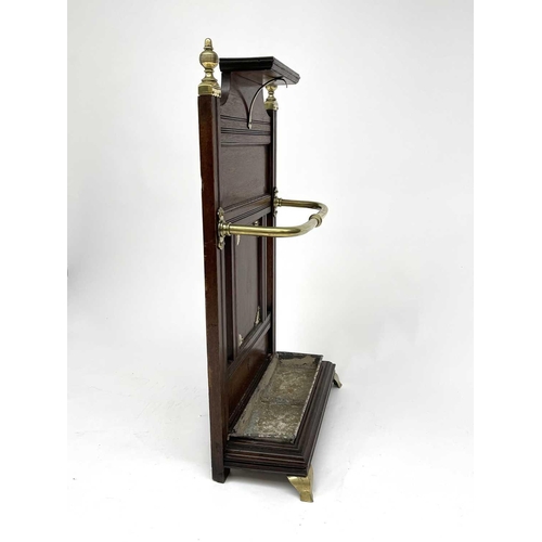 3171 - A Victorian oak and brass mounted stick stand, attributed to Shoolbred. Height 102cm, width 56cm, de... 