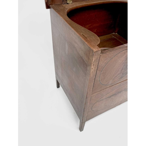 3178 - A 19th century mahogany commode, the lift up lid above a pair of doors and square tapering legs, hei... 