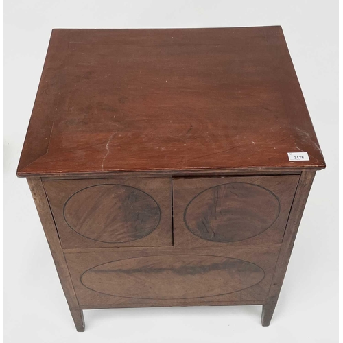 3178 - A 19th century mahogany commode, the lift up lid above a pair of doors and square tapering legs, hei... 