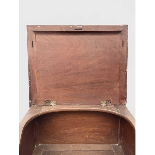 3178 - A 19th century mahogany commode, the lift up lid above a pair of doors and square tapering legs, hei... 