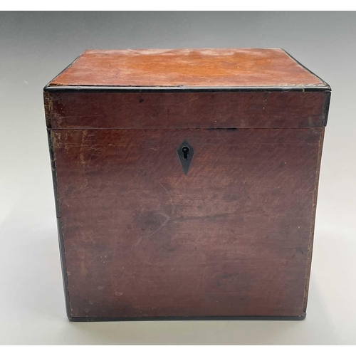 319 - A George III satinwood and ebony strung decanter box, lacks bottles, width 21cm. Provenance: Michael... 