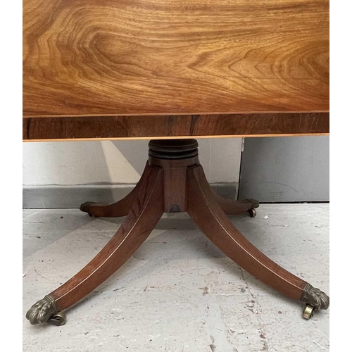 3191 - A George III inlaid mahogany pembroke table, with opposed frieze drawers, on a turned stem and four ... 