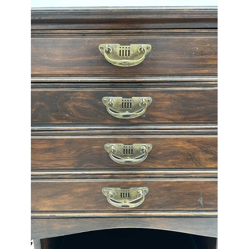 3197 - A Secessionist walnut music cabinet, circa 1900, with four fall front drawers above two shelves, hei... 