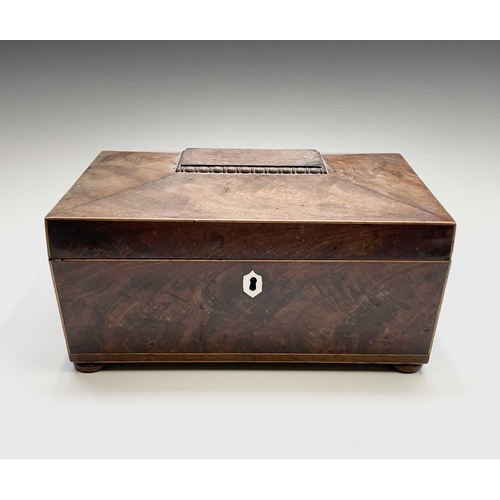 32 - An early Victorian mahogany box, of sarcophagus form, width 32.5cm. Provenance: Michael Trethewey. A... 