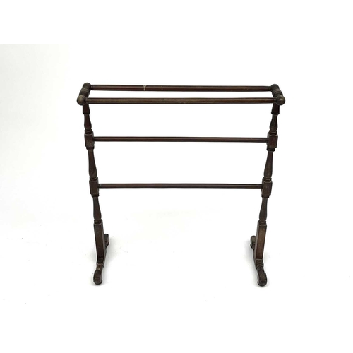 3200 - A Victorian mahogany towel rail, height 77cm, width 70cm.