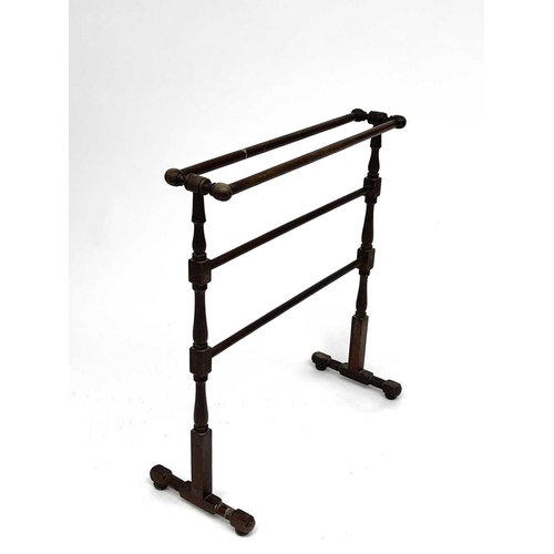 3200 - A Victorian mahogany towel rail, height 77cm, width 70cm.