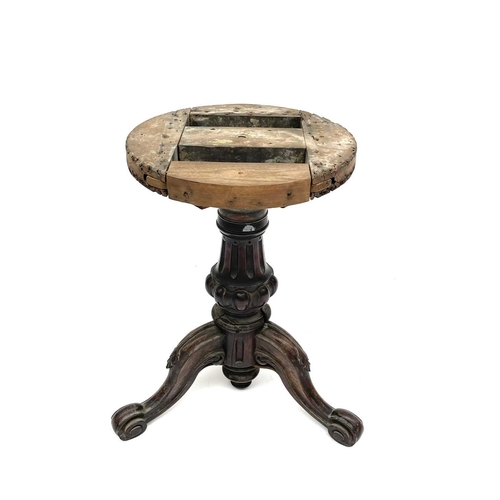 3215 - A Victorian mahogany revolving piano stool and two other stools.