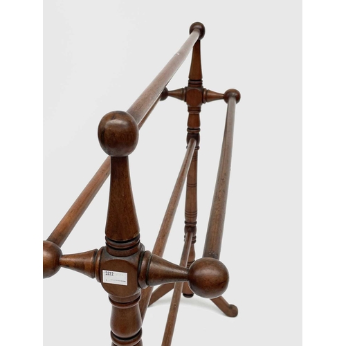 3222 - A Victorian walnut towel rail, width 75.5cm.