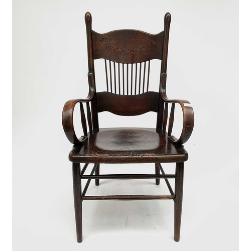 3228 - An American walnut armchair, circa 1900, height 112cm, width 60cm.