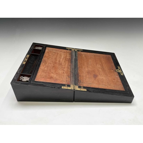 324 - A Victorian coromandel, brass and mother of pearl inlaid writing box, with fitted interior, width 36... 