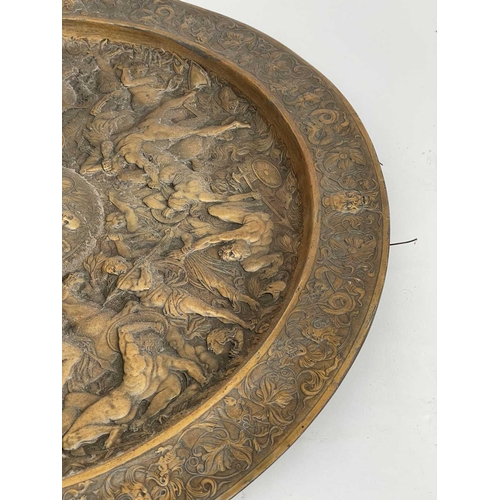 326 - A 19th century large copper electrotype plaque or sideboard dish, after Antoine Vechte, possibly Elk... 