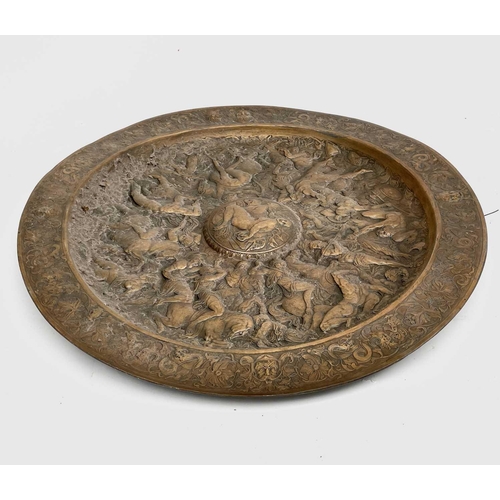 326 - A 19th century large copper electrotype plaque or sideboard dish, after Antoine Vechte, possibly Elk... 