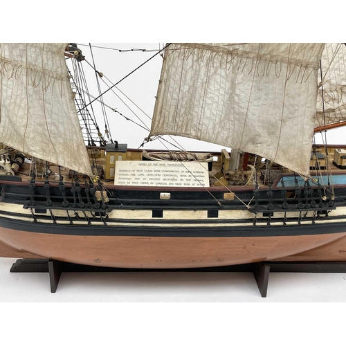 330 - A mid 20th century fully rigged model of the brig 'Cleopatra', on stand, built by the late Mr. Fred ... 