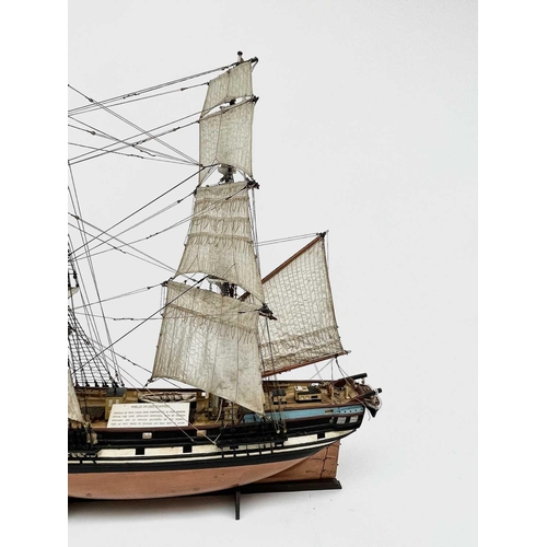 330 - A mid 20th century fully rigged model of the brig 'Cleopatra', on stand, built by the late Mr. Fred ... 