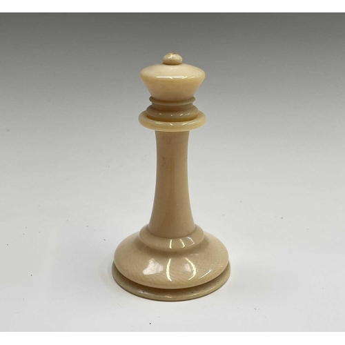 331 - A mid 19th century Jacques London red-stained and natural ivory Staunton chess set, the natural ivor... 