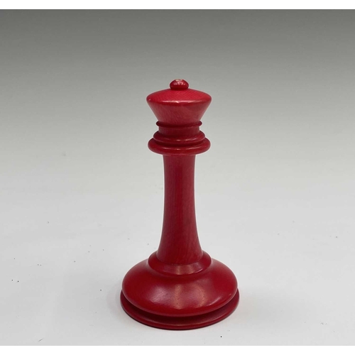 331 - A mid 19th century Jacques London red-stained and natural ivory Staunton chess set, the natural ivor... 