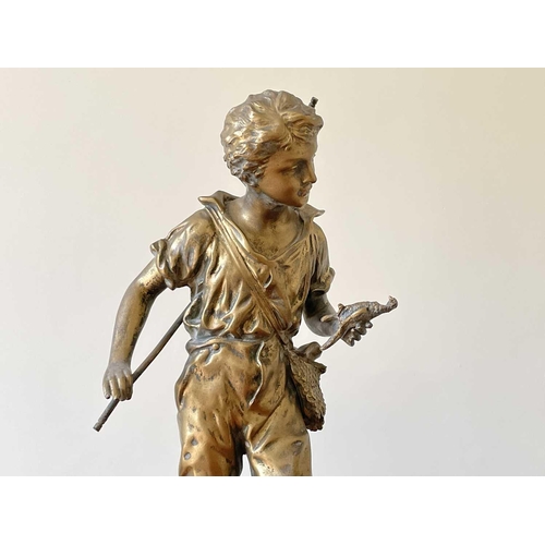 345 - A French gilt spelter figure of a young poacher, late 19th century, after Rancoulet, height 47cm.