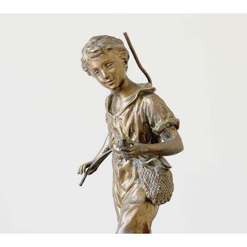 345 - A French gilt spelter figure of a young poacher, late 19th century, after Rancoulet, height 47cm.