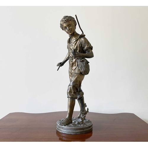 345 - A French gilt spelter figure of a young poacher, late 19th century, after Rancoulet, height 47cm.