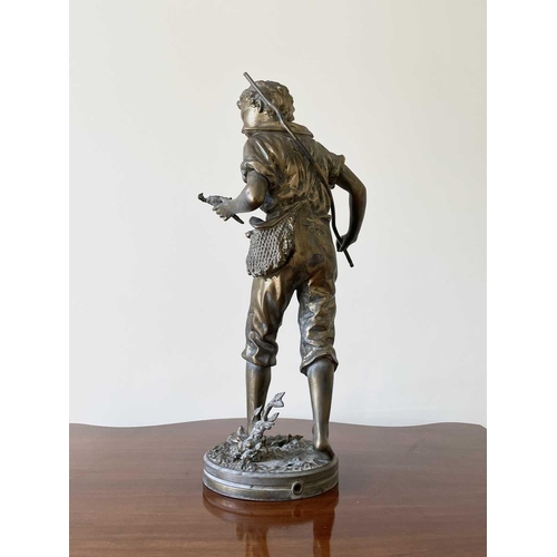 345 - A French gilt spelter figure of a young poacher, late 19th century, after Rancoulet, height 47cm.