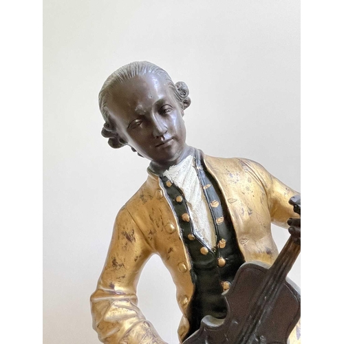 347 - A group of three bronze figures of Mozart, after L. Gregoiroy, mid to late 20th century, each modell... 