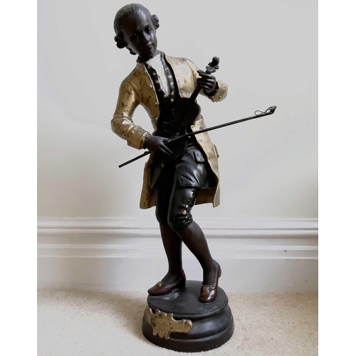 347 - A group of three bronze figures of Mozart, after L. Gregoiroy, mid to late 20th century, each modell... 