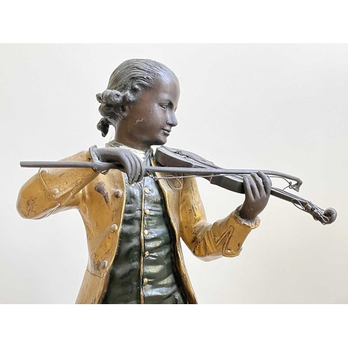 347 - A group of three bronze figures of Mozart, after L. Gregoiroy, mid to late 20th century, each modell... 