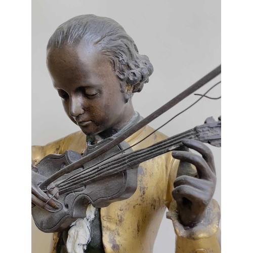 347 - A group of three bronze figures of Mozart, after L. Gregoiroy, mid to late 20th century, each modell... 