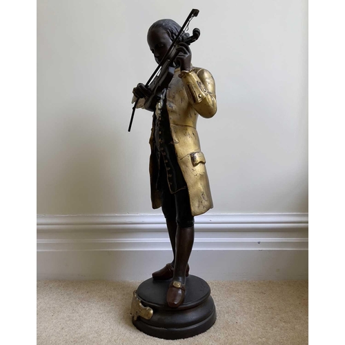 347 - A group of three bronze figures of Mozart, after L. Gregoiroy, mid to late 20th century, each modell... 