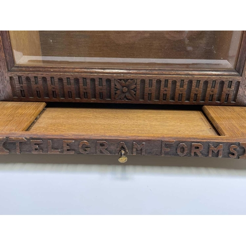 349 - A Victorian oak country house postbox, with carved decoration, inscribed Letters, with glazed front ... 