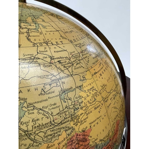 350 - A 50cm diameter Philips' terrestrial globe, circa 1965, on a Regency style mahogany stand. Overall h... 