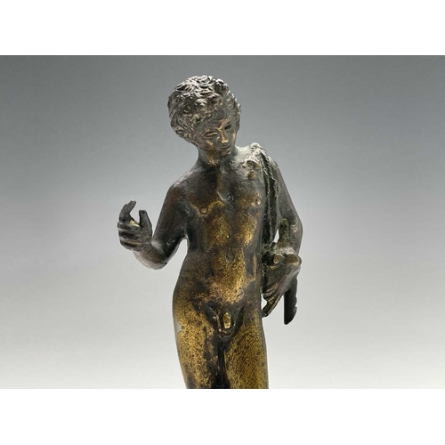 353 - An 18th/19th century gilt bronze figure of Jason, on carved stone base. Height 16cm.