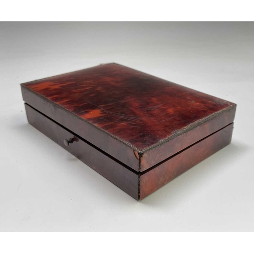 361 - A Victorian tortoiseshell veneered playing card box, with divided interior, width 15.5cm, together w... 