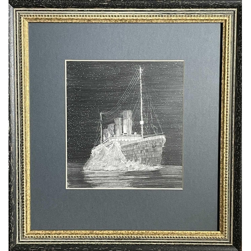 368 - Titanic Sinking 1912 Interest - A Simon Fisher original pencil sketch, framed and glazed, of the Tit... 