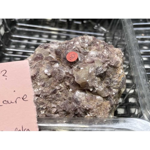 375 - An interesting collection of eight identified rock and mineral specimens, comprising lepidolite, mal... 