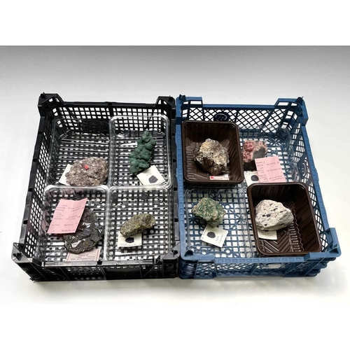 375 - An interesting collection of eight identified rock and mineral specimens, comprising lepidolite, mal... 