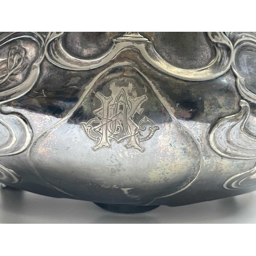 387 - A large Art Nouveau silvered pewter punch bowl and cover, by Julius Robert Hannig, 1900, possibly WM... 