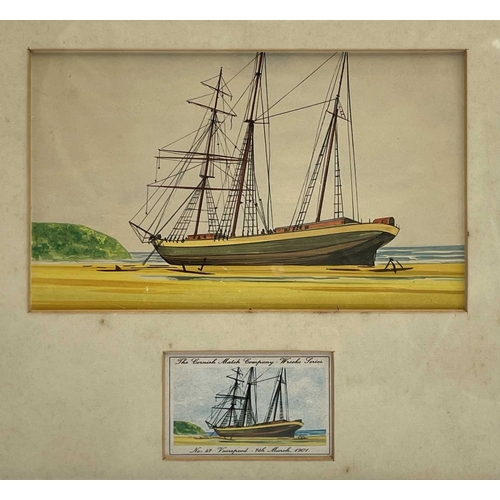 388 - A pair of original gouache designs for The Cornish Match Company wreck series matchboxes, No 47 Voor... 