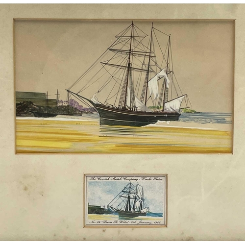 388 - A pair of original gouache designs for The Cornish Match Company wreck series matchboxes, No 47 Voor... 