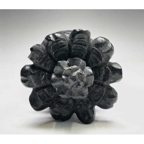 389 - A carved ebony pineapple finial, probably 18th century, height 31cm.