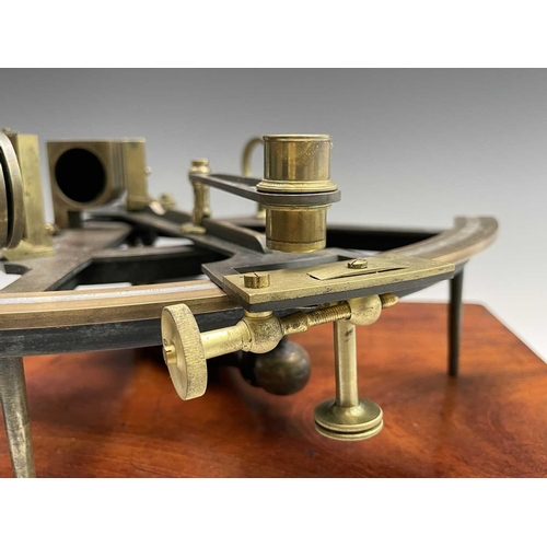 399 - A brass and lacquered sextant, by Robert Young & Son, Glasgow, in mahogany case, width 27.5cm.