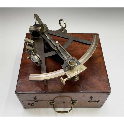 399 - A brass and lacquered sextant, by Robert Young & Son, Glasgow, in mahogany case, width 27.5cm.