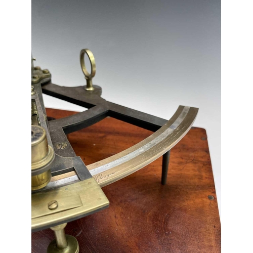 399 - A brass and lacquered sextant, by Robert Young & Son, Glasgow, in mahogany case, width 27.5cm.