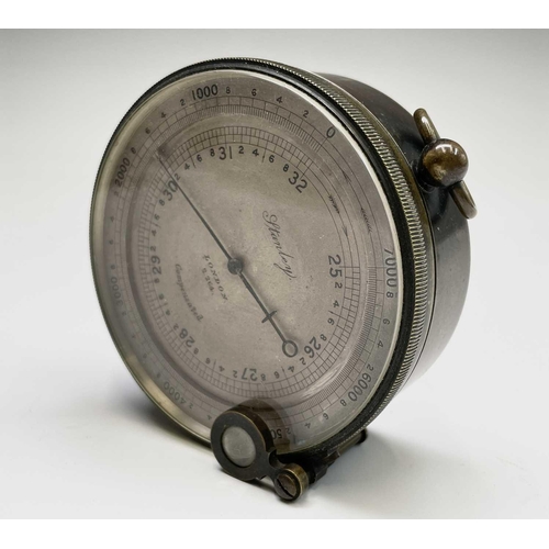 40 - A Stanley brass cased pocket compensated barometer, with silvered dial, numbered 2.264, the back eng... 